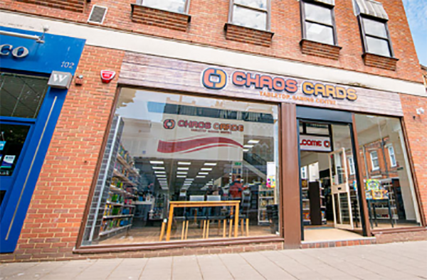 Image from Chaos Cards The exterior of the Chaos Cards Tabletop Gaming Centre