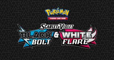 Header with Pokemon logo and black bolt and white flare imagery