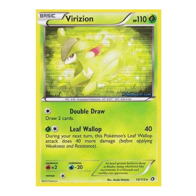 pokemon virizion card 15/113 Grass Emerald Blade (130) During your next turn Pokemon Trading Card Game 010/086