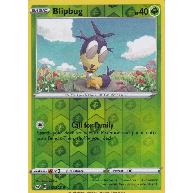 Pokemon Single Card Sword Shield Base Set Reverse Holo 17 2 Blipbug Chaos Cards