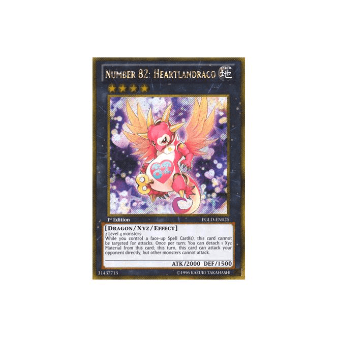 Yu-Gi-Oh! Card PGLD-EN025 Number 82: Heartlandraco (Gold Secret Rare ...