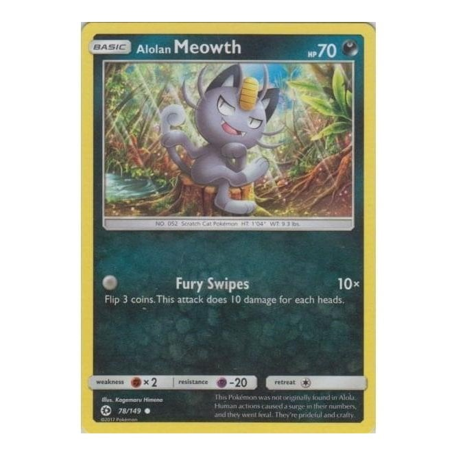 Pokemon Single Card SM - SUN & MOON BASE SET - 078/163 : Alolan Meowth |  Chaos Cards