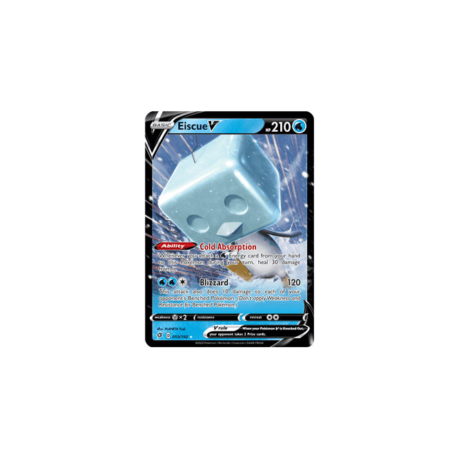 eiscue v pokemon card Ability Cold Absorption Whenever you attach a Water Energy card from your hand to this Pokmon during your turn Eiscue V : SWORD AND