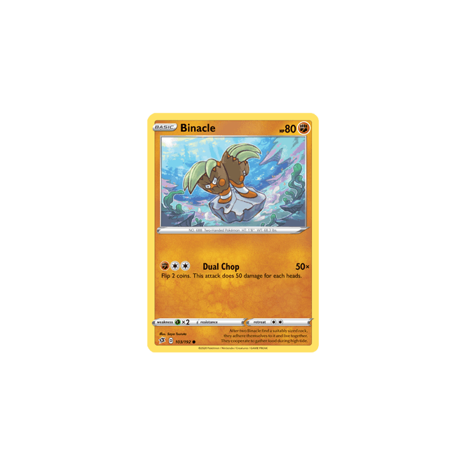 Binacle : SWORD AND SHIELD - REBEL CLASH 103/192 - Pokemon Single Card Binacle : SWORD AND SHIELD - REBEL CLASH 103/192 - Pokemon Single Card