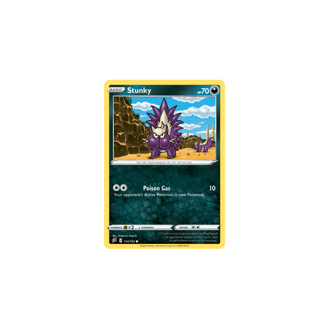 Stunky (REVERSE HOLO) : SWORD AND SHIELD - REBEL CLASH 114/192 - Pokemon Single Card Stunky (REVERSE HOLO) : SWORD AND SHIELD - REBEL CLASH 114/192 - Pokemon Single Card