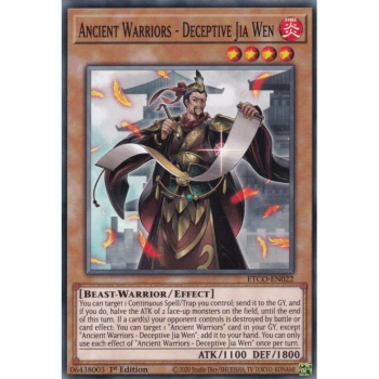 Ancient Warriors - Deceptive Jia Wen (Common) : ETCO-EN022 - Yu-Gi-Oh! Single Card