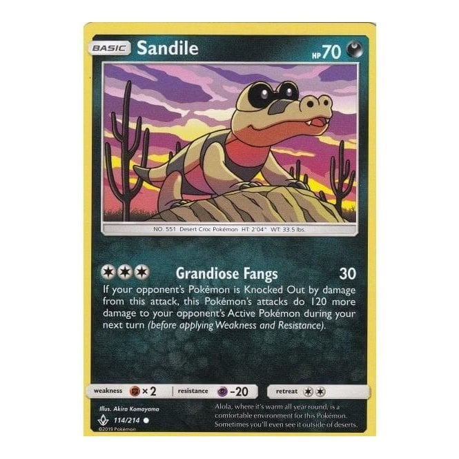 Pokemon Single Card SUN AND MOON - UNBROKEN BONDS - 114/234 : Sandile |  Chaos Cards