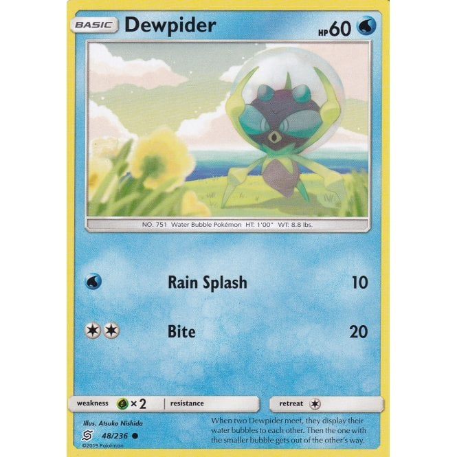 Pokemon Single Card Sun and Moon Unified Minds 48/236 Dewpider