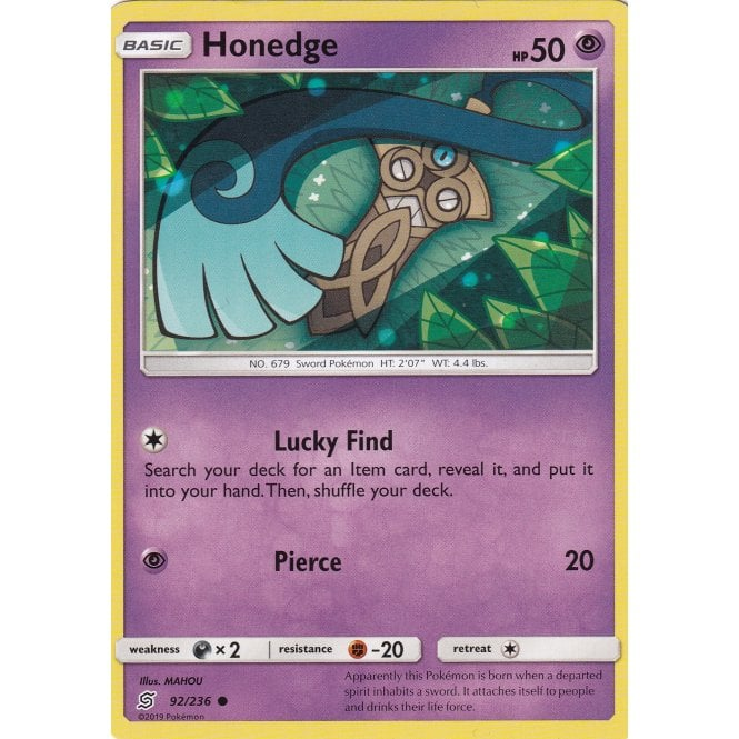 Pokemon Single Card Sun and Moon Unified Minds 92/236 Honedge