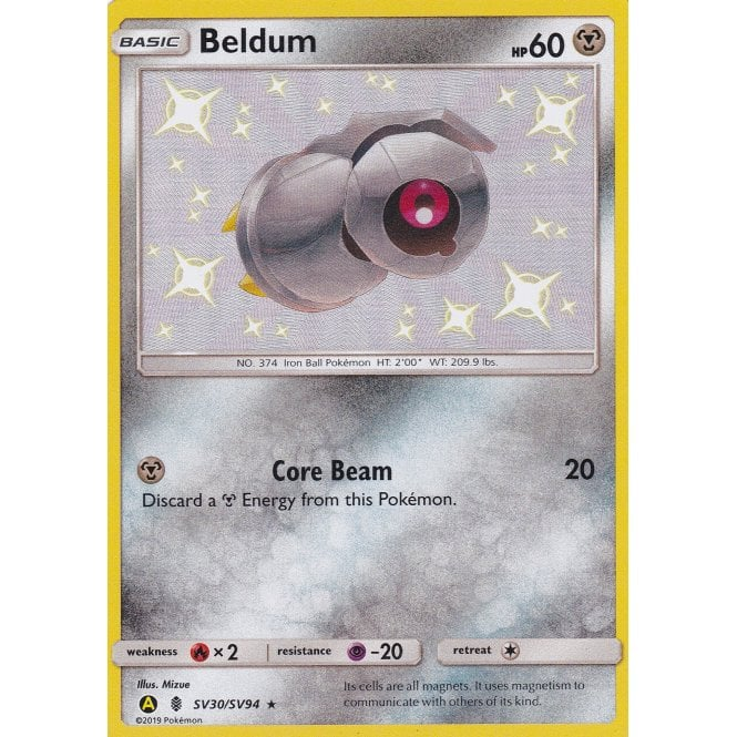 beldum pokemon card Beldum SV30/SV94 Shiny Rare Sun & Moon Hidden Fates Pokemon Card Near main image 1
