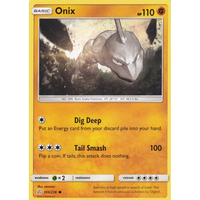 Pokemon Single Card Sun And Moon Cosmic Eclipse 105 236 Onix Chaos Cards Pokemon Single Card Sun And Moon Cosmic Eclipse 105 236 Onix Chaos Cards