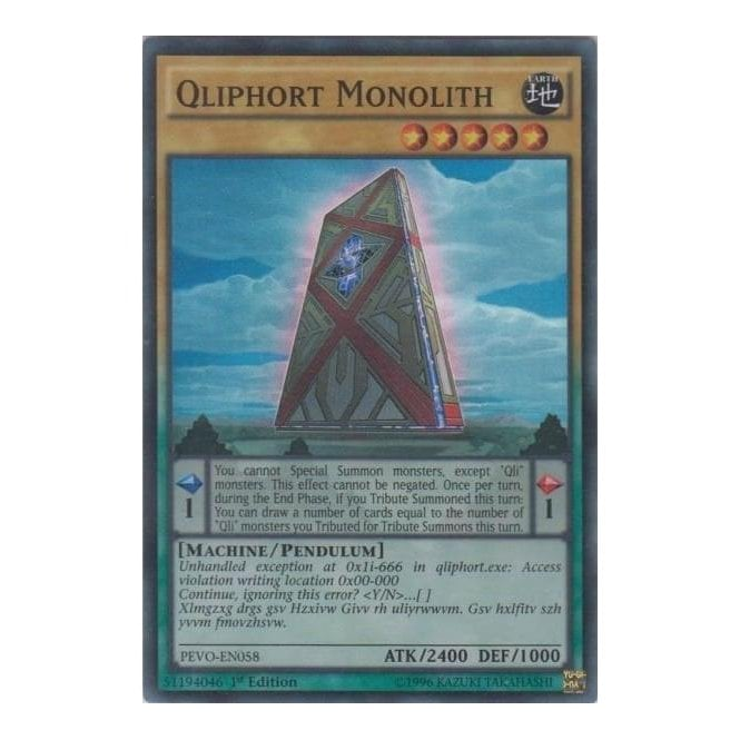 Yu Gi Oh Card Pevo En058 Qliphort Monolith Super Rare Chaos Cards