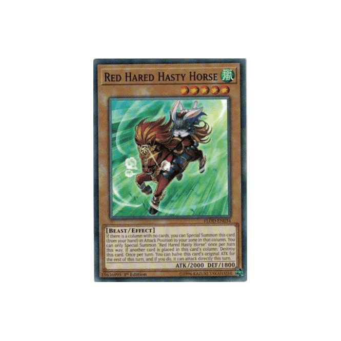 Yu-Gi-Oh! Card FLOD-EN034 Red Hared Hasty Horse (Short Print) | Chaos Cards Yu-Gi-Oh! Card FLOD-EN034 Red Hared Hasty Horse (Short Print) | Chaos Cards