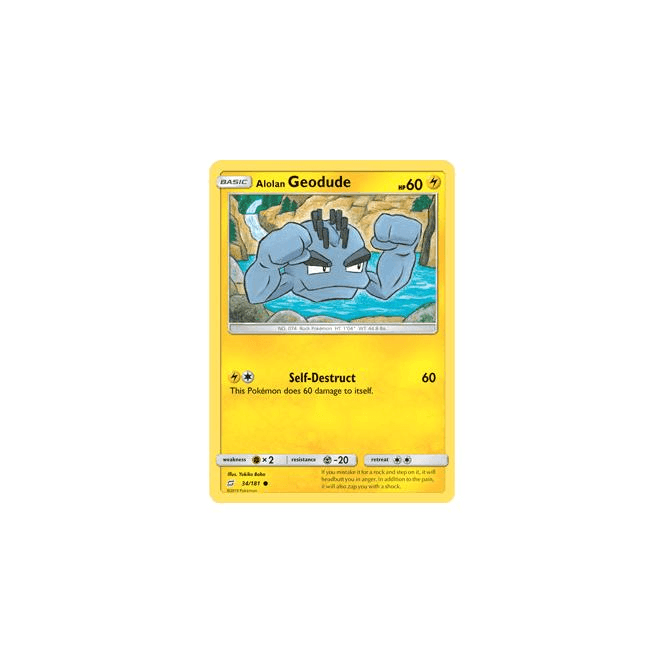 alolan geodude pokemon card Lightning Charge Search your deck for up to 2 Lightning Energy cards and attach them to this Pokmon Alolan Geodude 044/159 C Journey