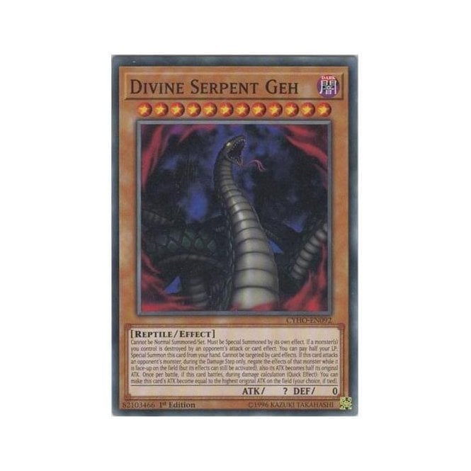 Yu-Gi-Oh! Card CYHO-EN092 Divine Serpent Geh (Common) | Chaos Cards Yu-Gi-Oh! Card CYHO-EN092 Divine Serpent Geh (Common) | Chaos Cards