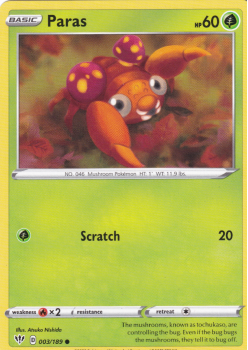 Paras : SWORD AND SHIELD - DARKNESS ABLAZE 003/189 - Pokemon Single Card