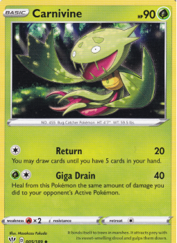 Carnivine : SWORD AND SHIELD - DARKNESS ABLAZE 005/189 - Pokemon Single Card