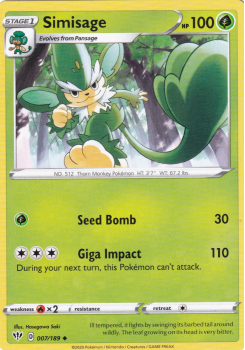 Simisage : SWORD AND SHIELD - DARKNESS ABLAZE 007/189 - Pokemon Single Card