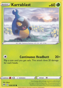 Karrablast : SWORD AND SHIELD - DARKNESS ABLAZE 008/189 - Pokemon Single Card
