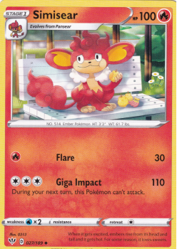 Simisear : SWORD AND SHIELD - DARKNESS ABLAZE 027/189 - Pokemon Single Card