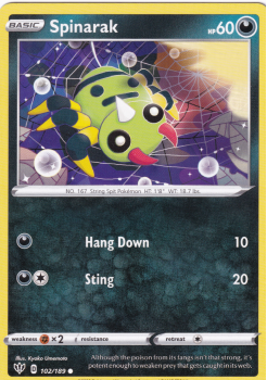 Spinarak : SWORD AND SHIELD - DARKNESS ABLAZE 102/189 - Pokemon Single Card