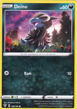 Deino : SWORD AND SHIELD - DARKNESS ABLAZE 108/189 - Pokemon Single Card