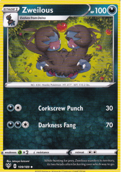 Zweilous : SWORD AND SHIELD - DARKNESS ABLAZE 109/189 - Pokemon Single Card