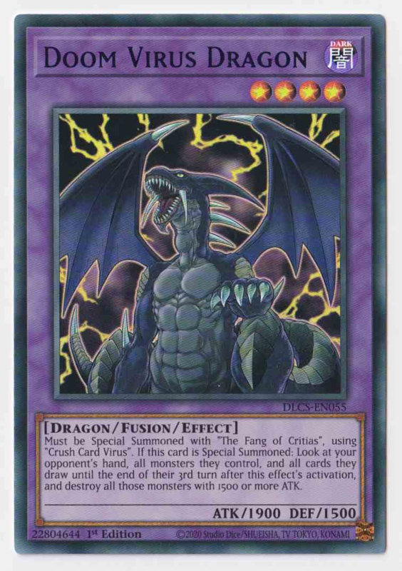 purple DLCS-EN055 Ultra Rare 1st Edition Doom Virus Dragon