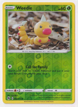 Weedle (REVERSE HOLO) : SWORD AND SHIELD - CHAMPION'S PATH 02/073 - Pokemon Single Card