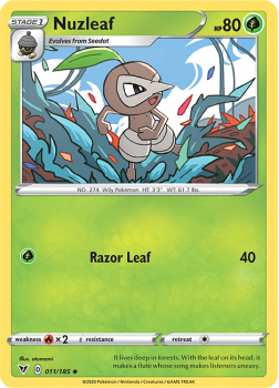 Nuzleaf : SWORD AND SHIELD - VIVID VOLTAGE - 11/185 - Pokemon Single Card