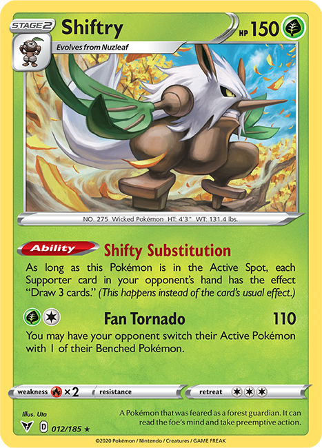 Shiftry (REVERSE HOLO) : SWORD AND SHIELD - VIVID VOLTAGE - 12/185 - Pokemon Single Card Shiftry (REVERSE HOLO) : SWORD AND SHIELD - VIVID VOLTAGE - 12/185 - Pokemon Single Card