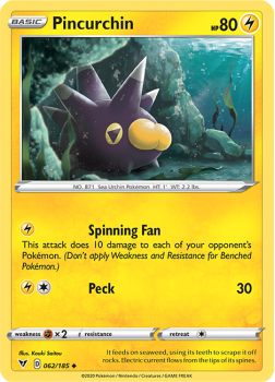 Pincurchin : SWORD AND SHIELD - VIVID VOLTAGE - 62/185 - Pokemon Single Card