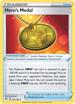 Hero's Medal : SWORD AND SHIELD - VIVID VOLTAGE - 152/185 - Pokemon Single Card