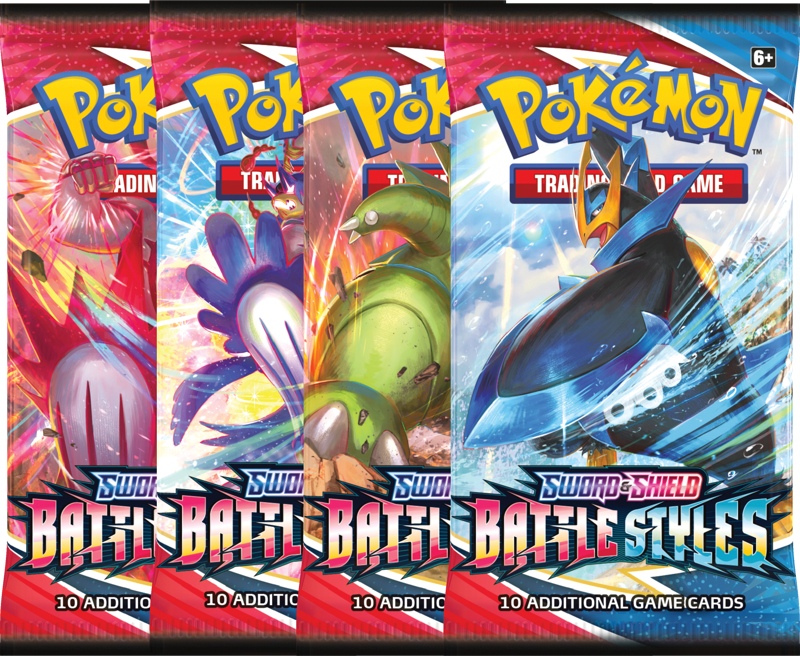 Pokemon Booster Pack X 4 (one of each art) - Sword and Shield Battle Styles