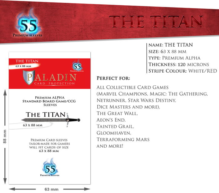 Paladin Board Game Premium Sleeves : The Titan Standard CCG (55) - Matte  Black