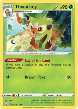 Thwackey : SHINING FATES - 12/072 - Pokemon Single Card