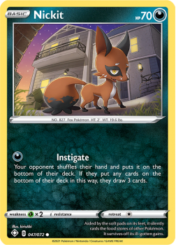 Nickit : SHINING FATES - 47/072 - Pokemon Single Card