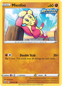 Mienfoo : SWORD AND SHIELD - BATTLE STYLES - 76/163 - Pokemon Single Card