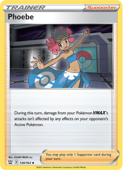 Phoebe : SWORD AND SHIELD - BATTLE STYLES - 130/163 - Pokemon Single Card