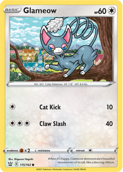 Glameow : SWORD AND SHIELD - BATTLE STYLES - 115/163 - Pokemon Single Card