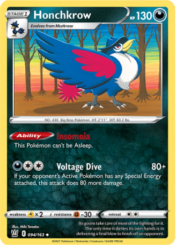 Honchkrow : SWORD AND SHIELD - BATTLE STYLES - 94/163 - Pokemon Single Card
