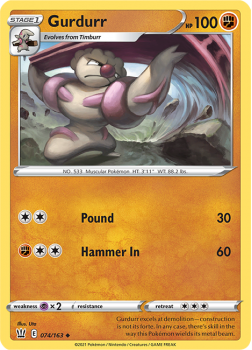 Gurdurr : SWORD AND SHIELD - BATTLE STYLES - 74/163 - Pokemon Single Card
