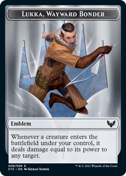 Lukka, Wayward Bonder Emblem // Spirit Token (FOIL) - STRIXHAVEN: SCHOOL OF MAGES - Double Sided Token - Magic the Gathering Single Card