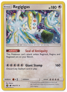 Regigigas (ALTERNATIVE ART HOLO) : SUN AND MOON - CRIMSON INVASION 084a/111 - Pokemon Single Card