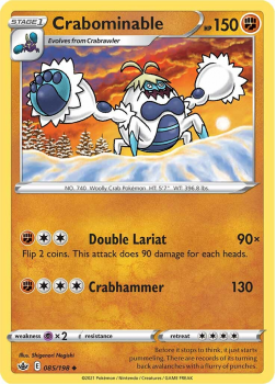 Crabominable : SWORD AND SHIELD - CHILLING REIGN - 85/198 - Pokemon Single Card