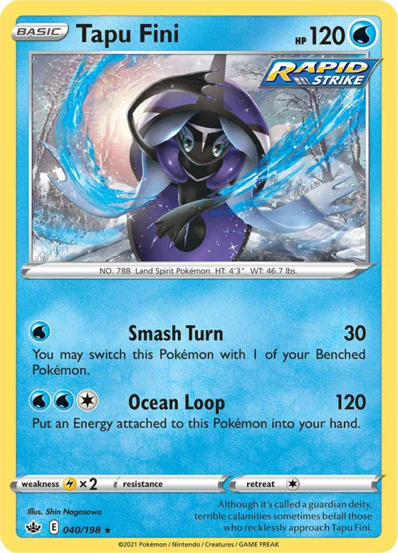 Tapu Fini SWORD AND SHIELD CHILLING REIGN 40 198 Pokemon Single Card