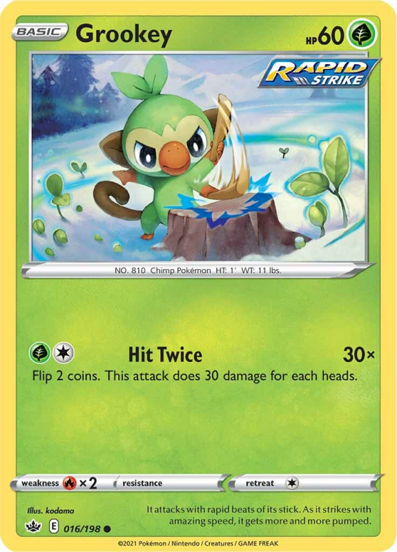 Grookey (Reverse Holo) - SWSH - Chilling Reign - 16/198 - Pokemon
