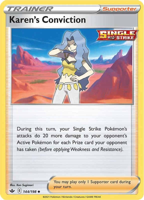 Karen S Conviction Sword And Shield Chilling Reign 144 198 Pokemon Single Card Karen S Conviction Sword And Shield Chilling Reign 144 198 Pokemon Single Card