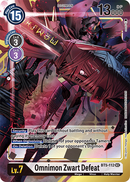 Omnimon Zwart Defeat (Alternative Art) : BT5-112 BATTLE OF OMNI - Digimon Card Game Single Card Omnimon Zwart Defeat (Alternative Art) : BT5-112 BATTLE OF OMNI - Digimon Card Game Single Card