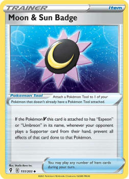 Moon & Sun Badge : SWORD AND SHIELD - EVOLVING SKIES - 151/203 - Pokemon Single Card